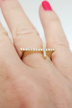 Load image into Gallery viewer, Afarin Collection 18k Yellow Gold .16ct VS/G Diamond Sideways Cross Ring
