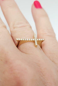 Afarin Collection 18k Yellow Gold .16ct VS/G Diamond Sideways Cross Ring