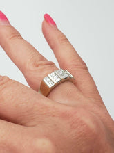Load image into Gallery viewer, 14k YELLOW WHITE GOLD 1.00ct CHANNEL SET BAGUETTE DIAMOND BAR BAND RING
