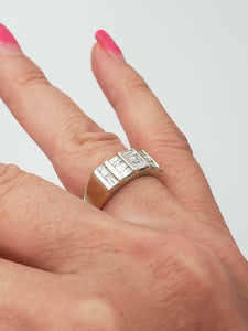 14k YELLOW WHITE GOLD 1.00ct CHANNEL SET BAGUETTE DIAMOND BAR BAND RING