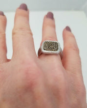 Load image into Gallery viewer, LADIES NEW 14k WHITE GOLD .50ct ROUND BROWN DIAMOND SQUARE BARK FINISH RING
