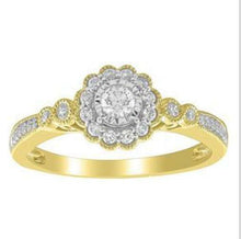 Load image into Gallery viewer, .33ct T.W. ROUND DIAMOND FLOWER PROMISE RING in 10K YELLOW GOLD
