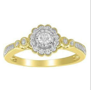 .33ct T.W. ROUND DIAMOND FLOWER PROMISE RING in 10K YELLOW GOLD
