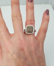 Load image into Gallery viewer, LADIES NEW 14k WHITE GOLD .50ct ROUND BROWN DIAMOND SQUARE BARK FINISH RING
