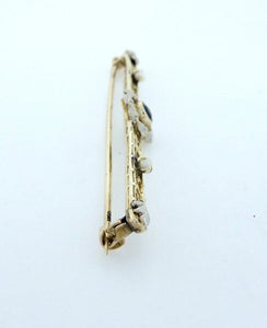 10K GOLD VINTAGE SAPPHIRE FRESHWATER PEARL PIN BROOCH