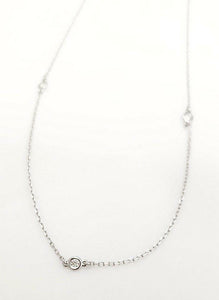 14K WHITE GOLD .45ct DIAMOND STATION NECKLACE 18"