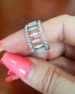 14K White Gold .45ct Diamond Cuff Adjustable Ring
