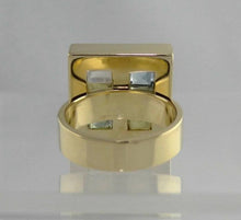 Load image into Gallery viewer, 18K YELLOW GOLD SQUARE CONTEMPORARY PRINCESS CUT BLUE CZ OPAL RING
