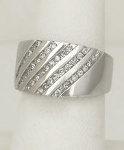 Load image into Gallery viewer, LADIES 14k WHITE GOLD HIGH POLISH FIVE ROW 1/2ct ROUND DIAMOND WIDE BAND RING
