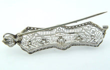 Load image into Gallery viewer, 1/2ct MINE CUT DIAMOND 14K GOLD &amp; PLATINUM BROOCH PIN 4.9g VS FG 2 1/4&quot; x 3/4&quot;
