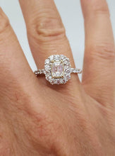 Load image into Gallery viewer, 1.50ct DIAMOND EMERALD CUT HALO ENGAGEMENT RING in 14K YELLOW GOLD
