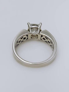 1/2 CT. T.W PAVE DIAMOND SEMI MOUNT FOUR PRONG ENGAGEMENT RING IN 18K WHITE GOLD