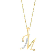 Load image into Gallery viewer, 10k YELLOW GOLD LETTER M INITIAL PENDANT NECKLACE 18&quot;
