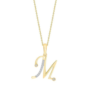 10k YELLOW GOLD LETTER M INITIAL PENDANT NECKLACE 18"