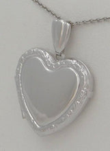Load image into Gallery viewer, LADIES GIRLS 14K WHITE GOLD ENGRAVABLE HEART LOVE LOCKET PENDANT CHARM 1&quot;
