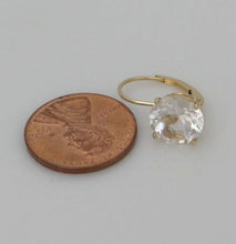 Load image into Gallery viewer, 14K YELLOW GOLD CLEAR 4ct OVAL PENDANT CHARM &amp; 2 1/2ct ROUND DANGLE EARRINGS SET
