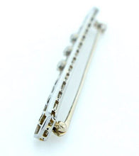 Load image into Gallery viewer, 14K WHITE GOLD VINTAGE 1/4ct 3 ROUND MINE CUT DIAMOND PIN BROOCH
