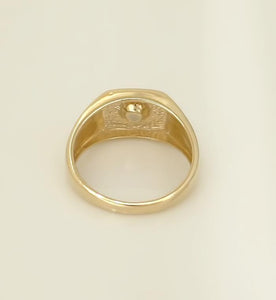MENS 10k YELLOW GOLD HIGH POLISH 1/10ct ROUND DIAMOND SOLITAIRE BAND RING