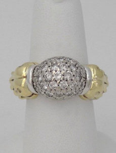 CAVIAR 18K TWO TONE YELLOW GOLD 925 STERLING SILVER 3/4ct DIAMOND DOME BALL RING