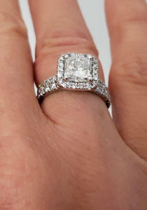 EGL 2.50ct RADIANT DIAMOND ENGAGEMENT BRIDAL SET in 18K WHITE GOLD