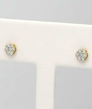 Load image into Gallery viewer, .25 CT. T.W. Round Diamond Composite Flower Stud Earrings in 14K Yellow Gold
