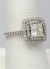 Load image into Gallery viewer, 1 1/2 CT. PRINCESS CUT DIAMOND DOUBLE HALO ENGAGEMENT RING IN 14K WHITE GOLD
