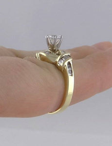 1/2ct DIAMOND BAGUETTE ENGAGEMENT WEDDING RING LADIES 14K YELLOW GOLD
