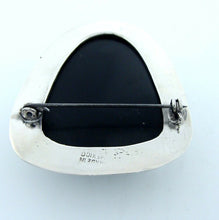 Load image into Gallery viewer, LADIES STERLING SILVER BLACK ONYX MASK HEAVY PIN 2.22&quot;
