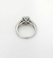 Load image into Gallery viewer, LADIES 10k WHITE GOLD 1/2ct ROUND DIAMOND ILLUSION HEAD HALO ENGAGEMENT RING
