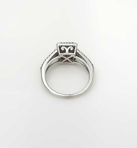 LADIES 10k WHITE GOLD 1/2ct ROUND DIAMOND ILLUSION HEAD HALO ENGAGEMENT RING