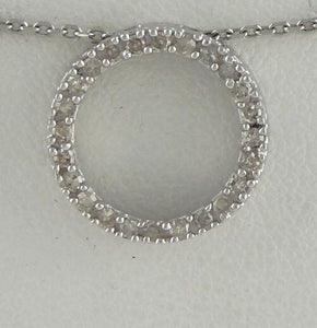 LADIES 10K WHITE GOLD 1/4ct 24 ROUND DIAMOND SMALL ETERNITY PENDANT CHARM