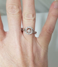 Load image into Gallery viewer, LADIES 14k WHITE GOLD 1/3ct ROUND SHIMMER FLOATING DIAMOND HALO FILIGREE RING

