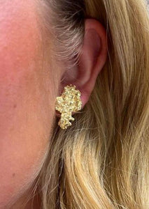 Mens 10k Yellow Gold Nugget Earrings