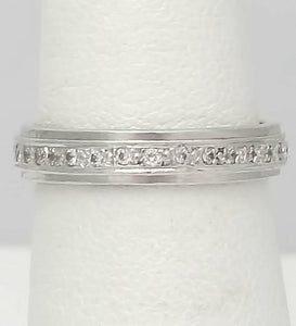 14k WHITE GOLD SINGLE ROW 1/3ct ROUND DIAMOND ETERNITY WEDDING BAND