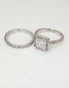 EGL 2.50ct RADIANT DIAMOND ENGAGEMENT BRIDAL SET in 18K WHITE GOLD