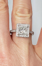 Load image into Gallery viewer, 1.85 CT. TW. Princess Cut Diamond Halo Engagement Ring In 14k White Gold
