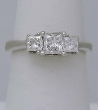 Load image into Gallery viewer, 14k WHITE GOLD 1.00ct PRINCESS CUT DIAMOND THREE STONE ENGAGEMENT RING

