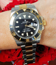 Load image into Gallery viewer, 40mm Rolex Submariner Two Tone Ceramic Bezel Black Dial RARE 116613N
