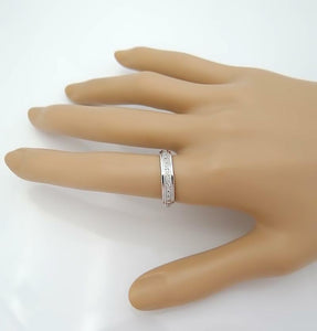14k WHITE GOLD SINGLE ROW 1/3ct ROUND DIAMOND ETERNITY WEDDING BAND