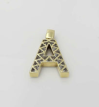 Load image into Gallery viewer, 10k YELLOW GOLD 2.50ct ROUND DIAMOND 3D LETTER A INITIAL PENDANT 10.7g 1.44&quot;
