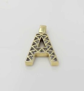 10k YELLOW GOLD 2.50ct ROUND DIAMOND 3D LETTER A INITIAL PENDANT 10.7g 1.44"