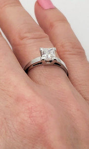 14k White Gold 1.20ctw Diamond Princess Solitaire Engagement Ring