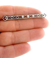 Load image into Gallery viewer, 14K WHITE GOLD VINTAGE 1/4ct 3 ROUND MINE CUT DIAMOND PIN BROOCH
