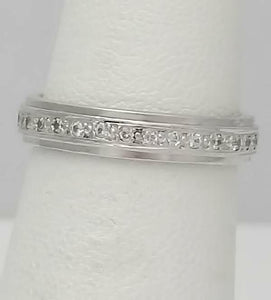 14k WHITE GOLD SINGLE ROW 1/3ct ROUND DIAMOND ETERNITY WEDDING BAND
