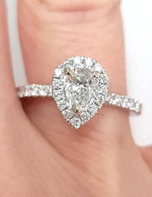 Load image into Gallery viewer, 1 1/4ct T.W. Pear Diamond Halo Engagement Ring In 18k 750 White Gold
