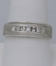 Load image into Gallery viewer, 14k WHITE GOLD 1/2ct SQUARE DIAMOND CHANNEL SET WEDDING BAND RING
