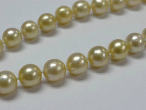 585 14K YELLOW GOLD MS DIAMOND NATURAL GOLDEN CULTURED PEARL NECKLACE CHAIN 18"