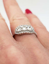 Load image into Gallery viewer, 14K WHITE GOLD .75ct VINTAGE STYLE THREE STONE DIAMOND RING
