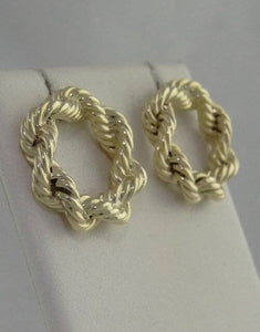 LADIES 14K YELLOW GOLD CIRCLE ROPE SOLID NOT PEIRCED EARRINGS