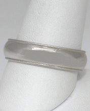 Load image into Gallery viewer, MENS 14K WHITE GOLD HIGH POLISH PLAIN MILLGRAIN EDGE WEDDING BAND RING 10 3/4 6m
